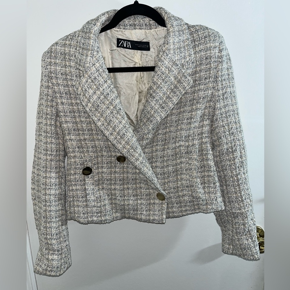 Zara Women's Classic Tweed Blazer - Picture 7 of 13